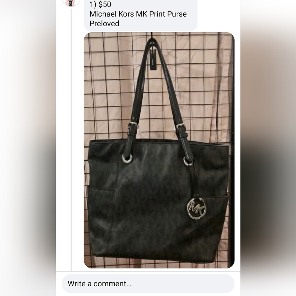 Michael Kors Black Leather Tote with Silver Hardware